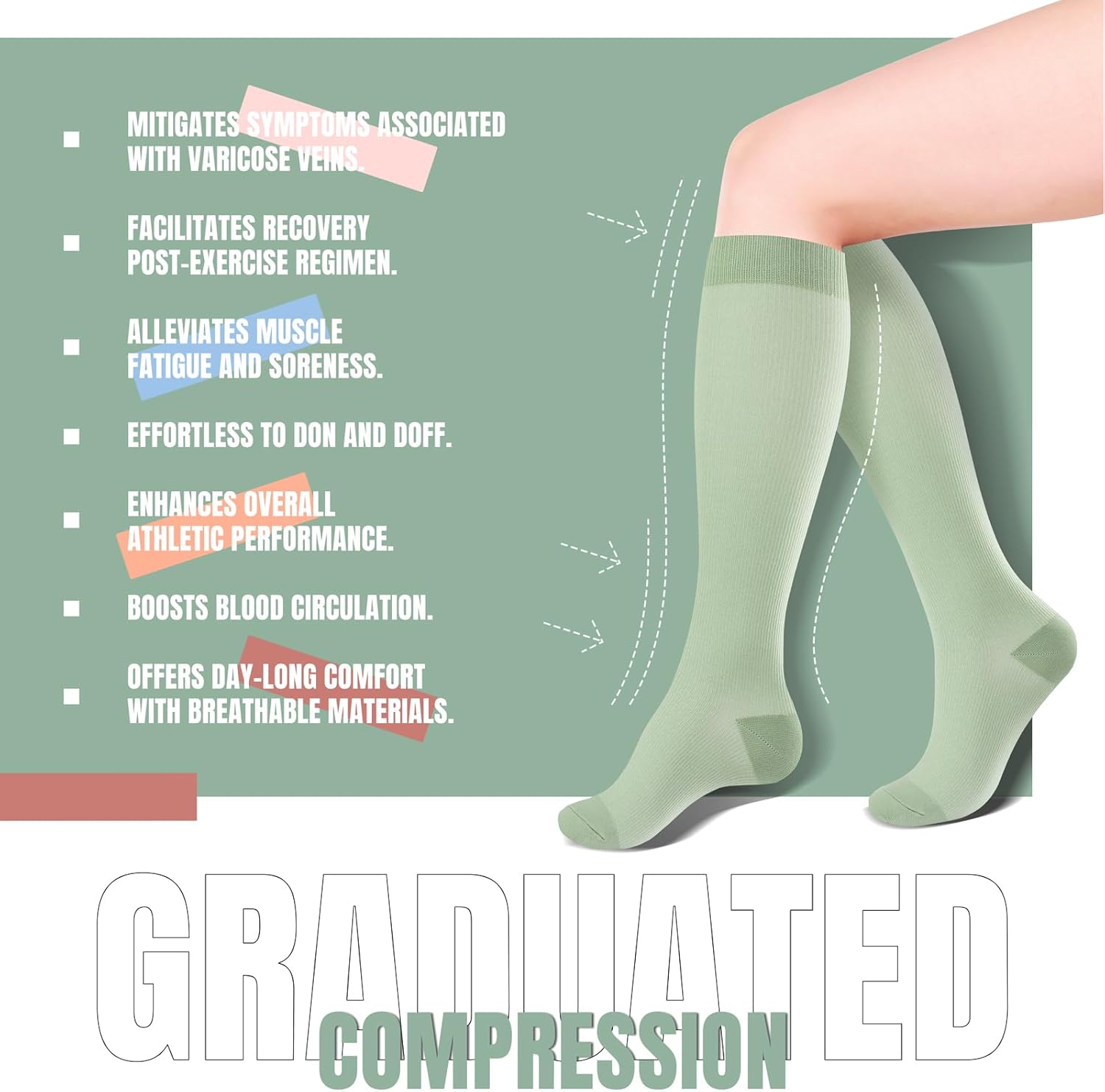 bropite Compression Socks for Women & Men 8 Pairs Circulation-Compression Socks 20-30 mmhg-Best for Running,Nurse,Travel,Yoga - Image 2