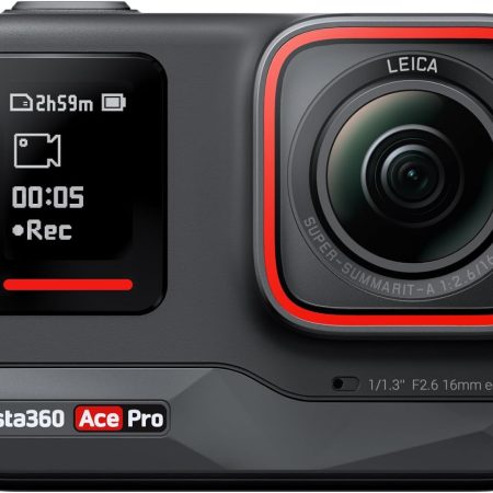 Insta360 Ace Pro - Waterproof Action Camera Co-Engineered with Leica, Flagship 1/1.3" Sensor and AI Noise Reduction for Unbeatable Image Quality, 4K120fps, 2.4" Flip Screen & Advanced AI Features.
