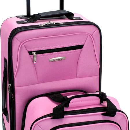 Rockland Fashion Softside Upright Luggage Set, Expandable, Pink, 2-Piece (14/19)