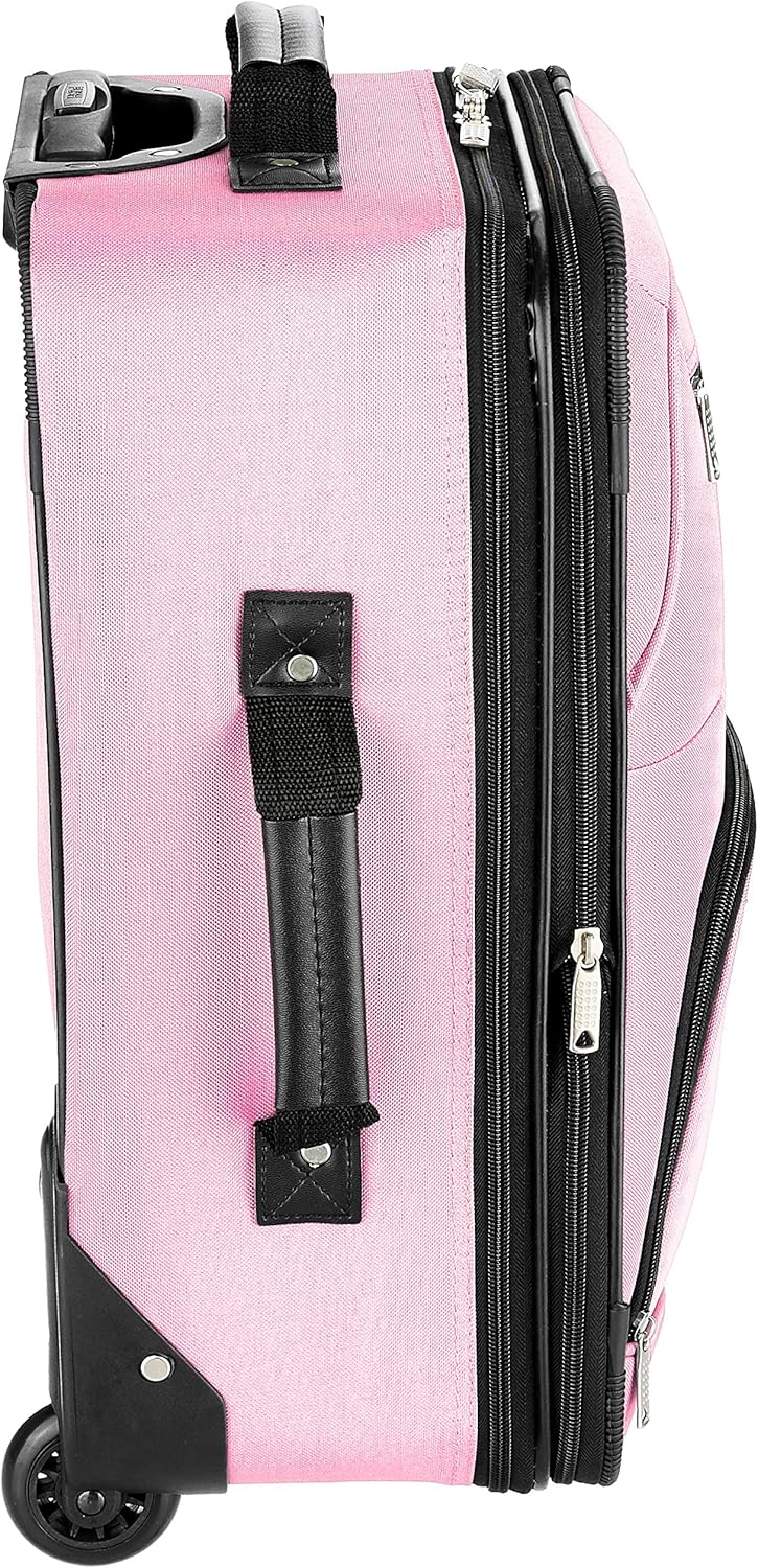 Rockland Fashion Softside Upright Luggage Set, Expandable, Pink, 2-Piece (14/19) - Image 5